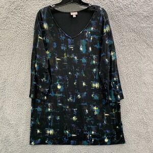 J Jill Blouse Womens XL Top Geometric Extra Large Black